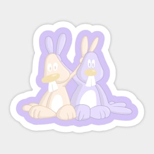 Victory Peace Rabbits Peach & Lilac Sticker